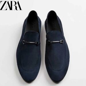 Zara Men's Dark Blue Slip-On Loafers